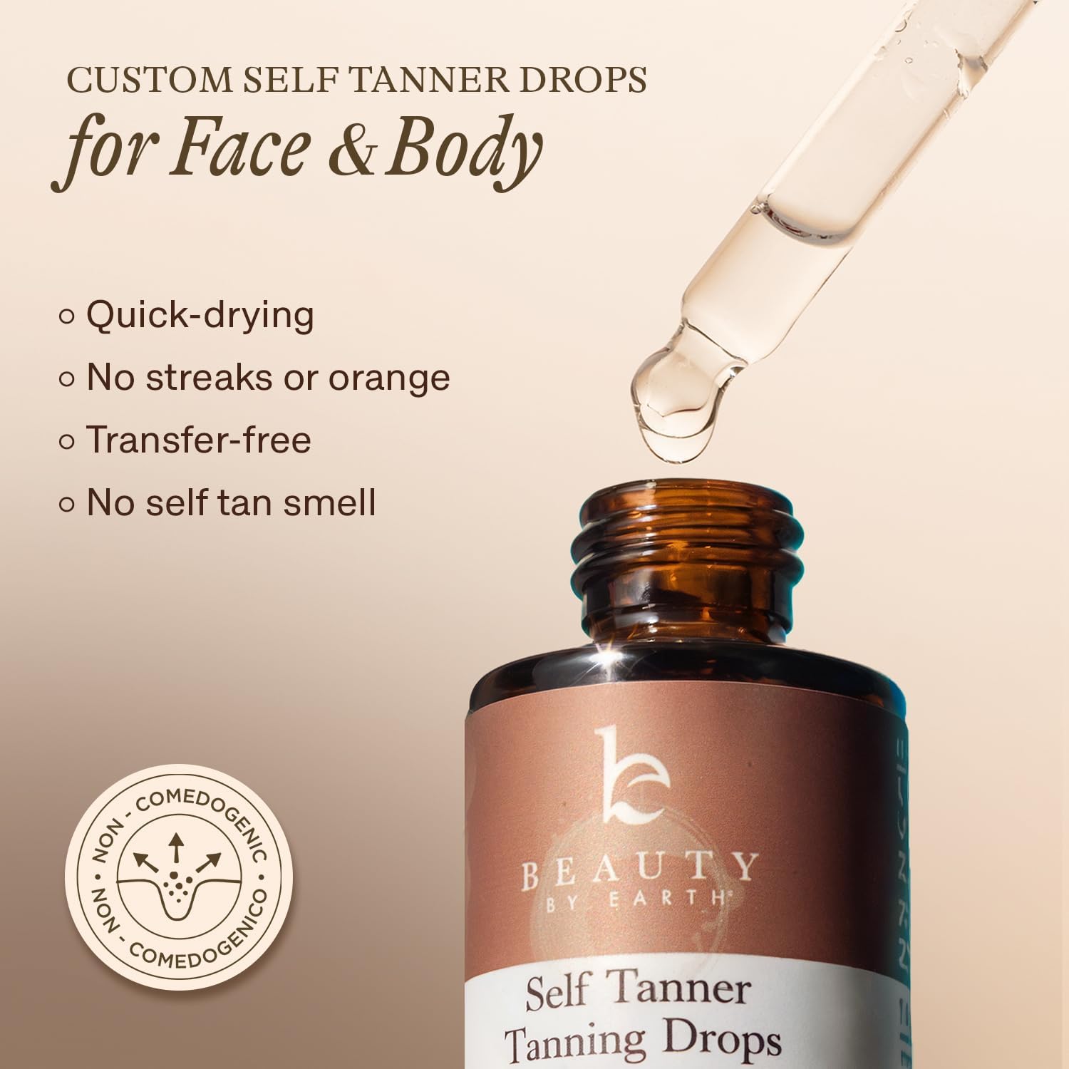 Self Tanning Drops - USA Made with Natural & Organic Ingredients | Medium Face Tanning Drops to Add to Lotion, Moisturizing Bronzing Tanner for Face & Body, Toxin Free Tanner for Fake Tan