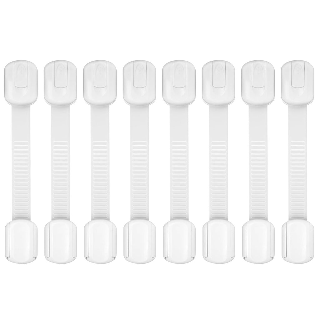 Child Safety Cabinet Locks, 8-Pack, Easy Install with 3M Adhesive, No Screws or Drilling, Multi-Purpose Latches for Cabinets, Drawers, Doors, Kitchen, Ovens, Toilets