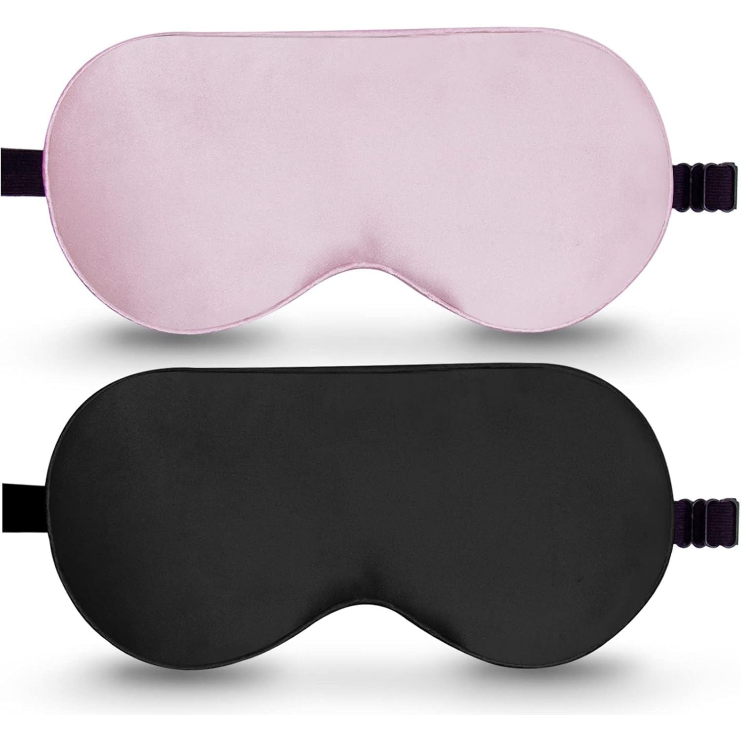 Buy now BeeVines Sleep Mask, 2 Pack 100% Real Natural Silk Eye Masks with Adjustable Strap for Sleeping, Mulberry Silk Eye Sleep Shade Cover, Blocks Light Reduces Puffy Eyes Traveling Gifts (Black & Black) 01-black & Pink at indiglob india