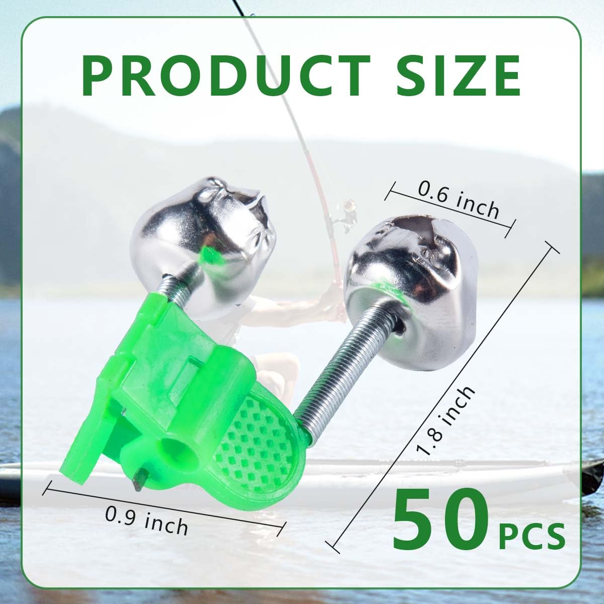 KISEER 50 Pcs Plastic Fishing Bells Clips Fishing Rod Alarm with Dual Alert Bells