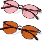BRADDELL Indoor FL-41 Rose & Outdoor FL-60 Brown Tinted Migraine Light Sensitivity Glasses for Fluorescent LED Glare, Photophobia and Concussion (MEDIUM-SMALL)