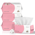 100 Count Disposable Face Towel, Ultra Soft & Thick Washcloths, Biodegradable Facial Towels for Sensitive Skin, Makeup Remover Dry Wipes, Lint-Free Towelettes for Cleansing (2 Pack)