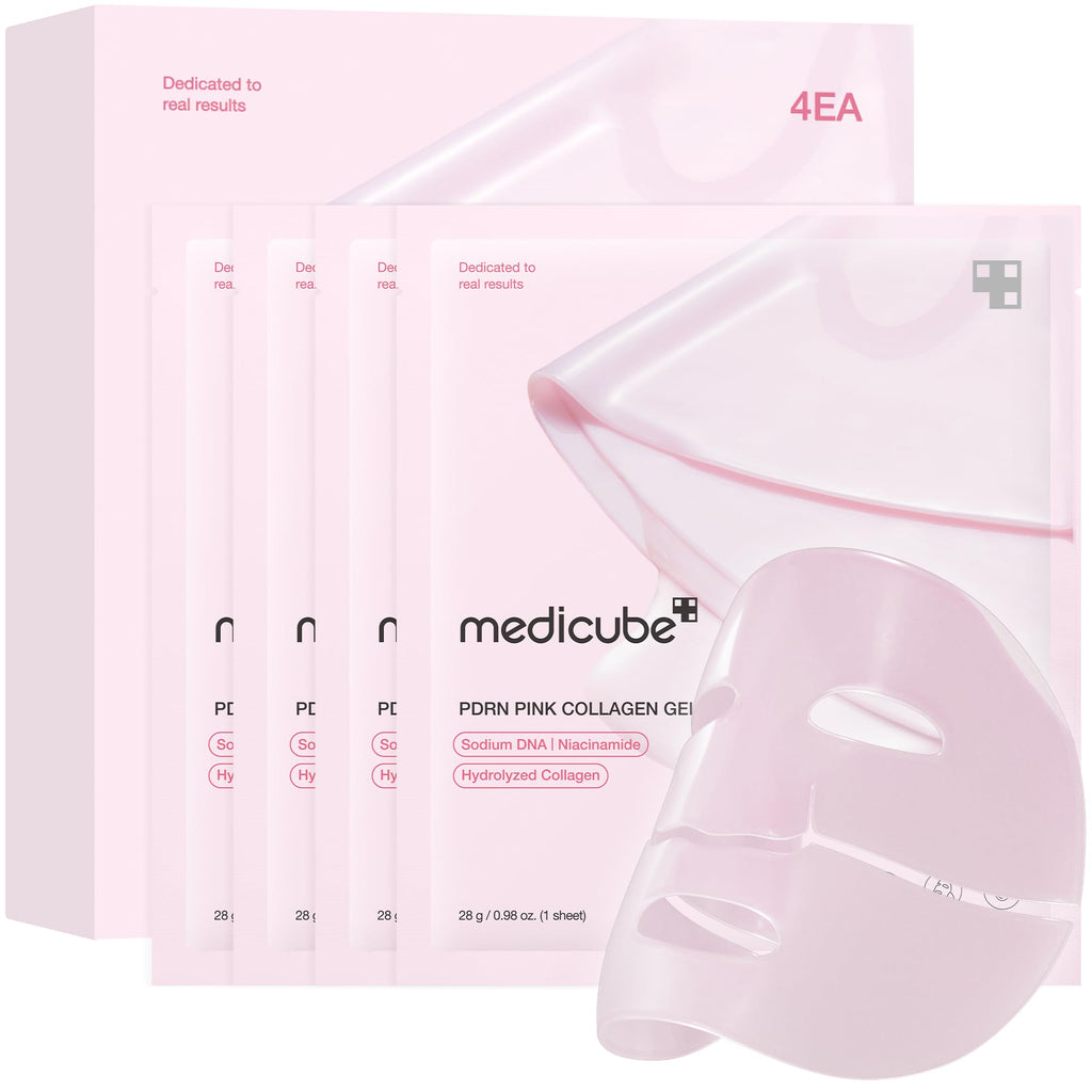 medicube Jelly Gel Mask with Salmon DNA PDRN Pink Collagen, 4EA | Overnight Face Mask for Glass Glow Skin - Elasticity, Hydrating, Firming and Moisturizing, Korean Skincare, 28g x 4ea