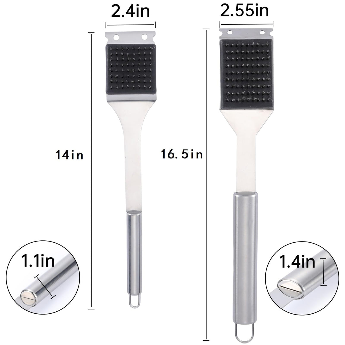 2 Pack Grill Brush and Scraper, 16.5” & 14” Wire BBQ Grill Brush