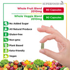 Superfood 180 Fruit and 180 Veggie Capsules - Whole Food Natural Superfoods - Maintain Energy Levels, with Beta Carotene - Soy Free (90 Count (Pack of 4)