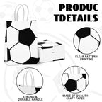 Leezmark 12 Pcs Soccer Party Favor Bags, Soccer Themed Party Gift Bags with Handles, Paper Gift Bags Soccer Goodie Bags Treat Candy Bags for Kids Adults Soccer Party Supplies