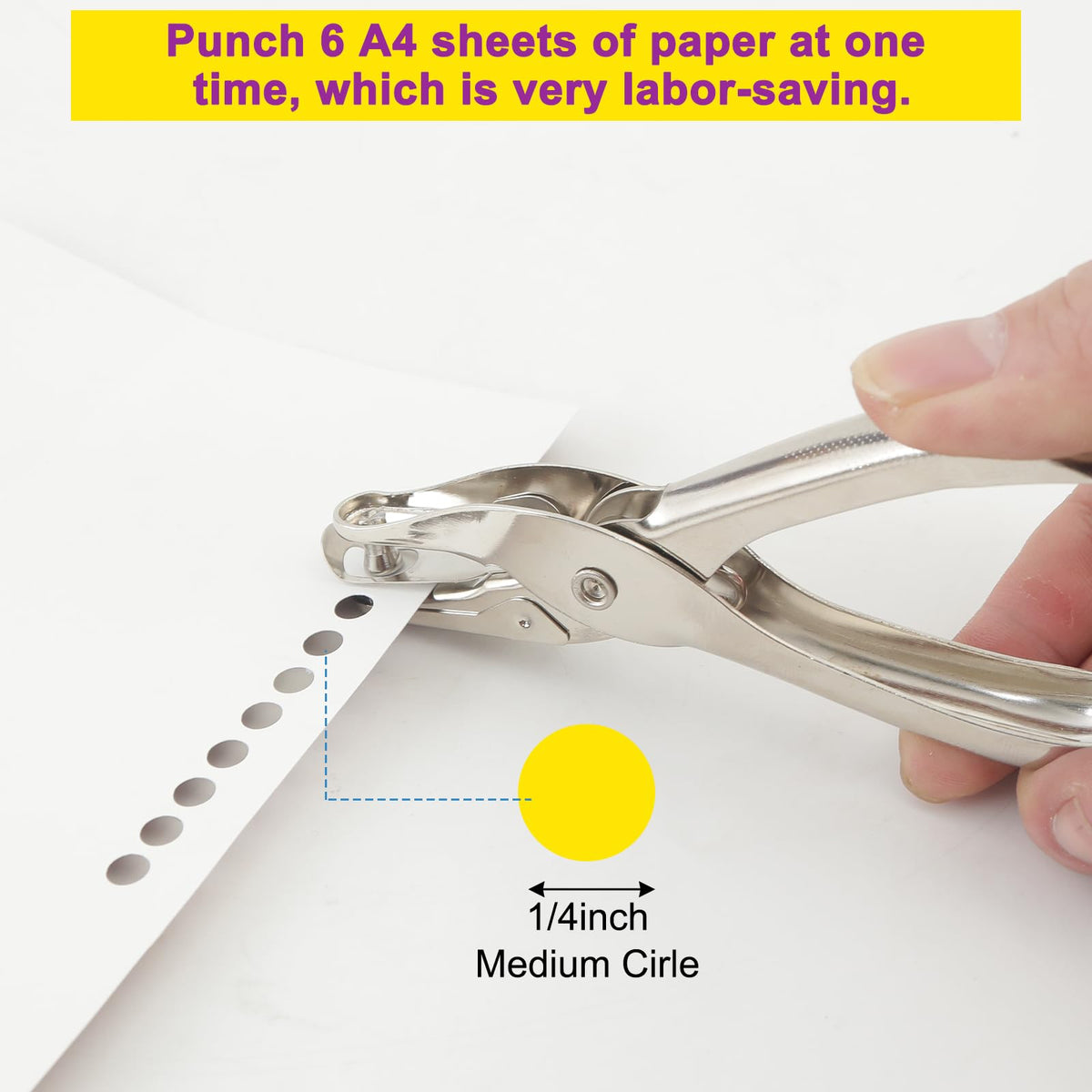 Decymis 2 Pcs Small Single Hole Punch, 1/4 Inch Hole Puncher for Crafts