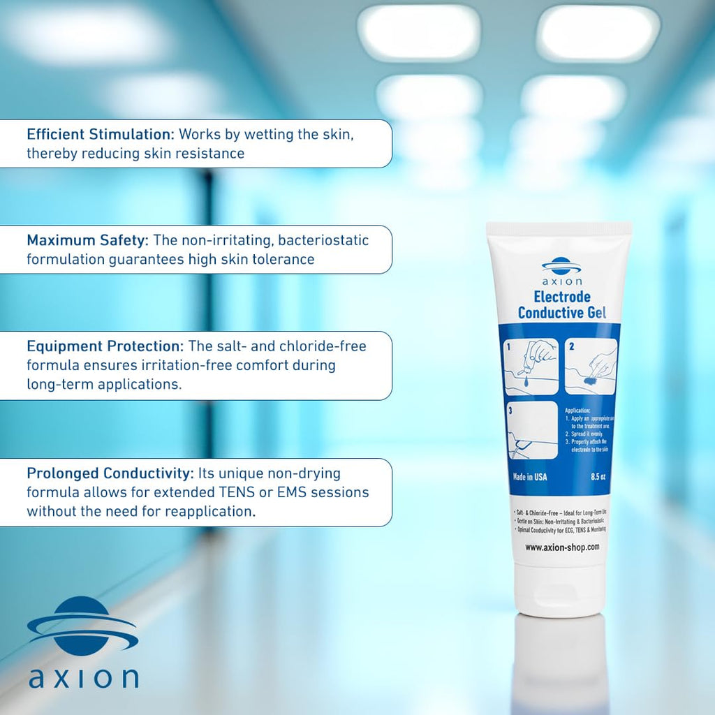 axion Conductive Electrode Gel for TENS Unit Pads 8.5oz | Hypoallergenic, Odorless and Skin-Friendly for All Types of Self-Adhesive Electrodes | Improves the Conductivity of TENS Electrode Pads