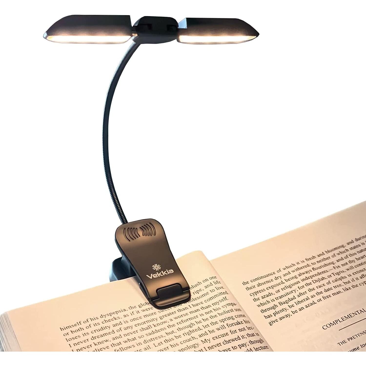 Buy now Vekkia 14 LED Rechargeable Book Light for Reading at Night, Eye-Care Reading Light for Books in Bed, 180° Adjustable, Clip on Lamp, 3 Color Temperatures, Lightweight, Present for Reader Black at indiglob india