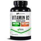 Healthfare Vitamin B2 Riboflavin 400mg | 180 Vegan Capsules | High Potency | Non-GMO | Gluten-Free | Made in USA