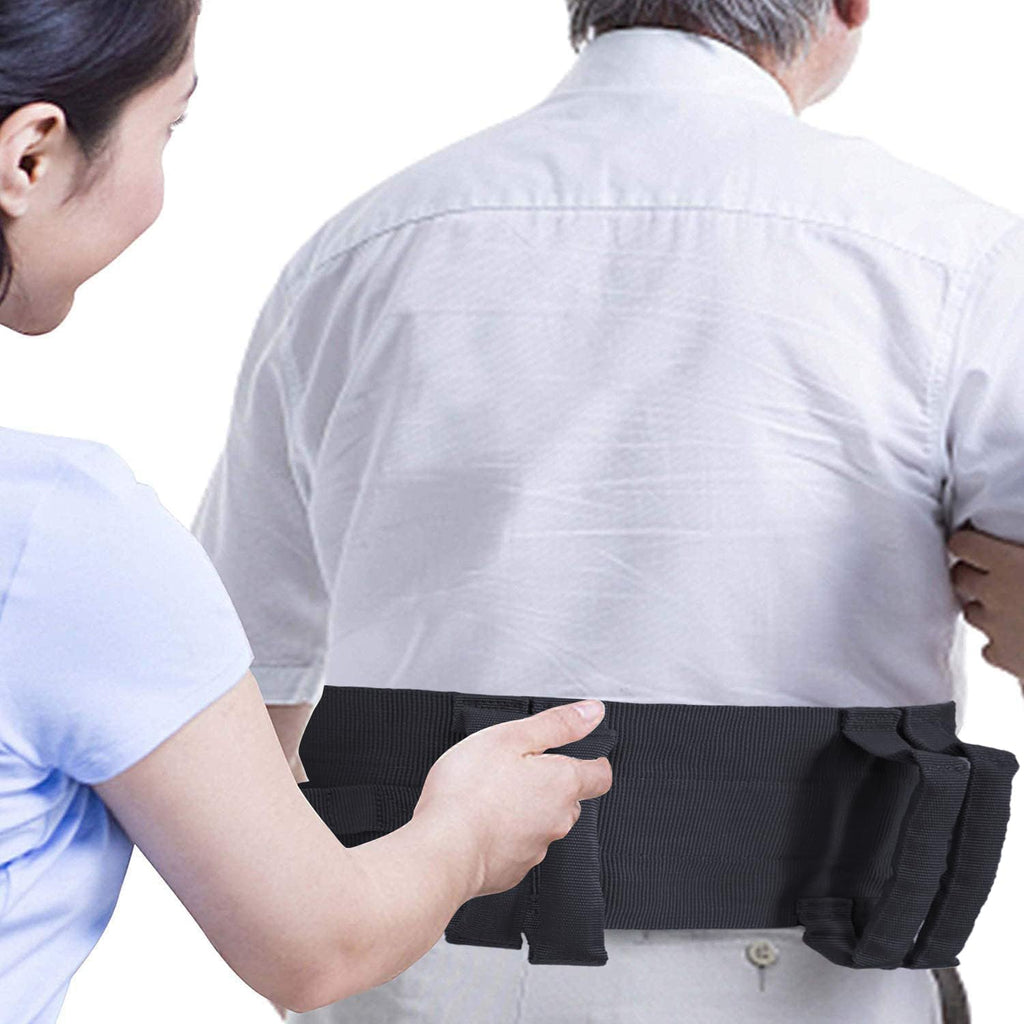 Buy now Gait Belt Walking Transfer Belt with 6 Plastic Padded Caregiver Handles and Quick Release Buckle for Patient,Elderly Physical Therapy (Black) at indiglob india