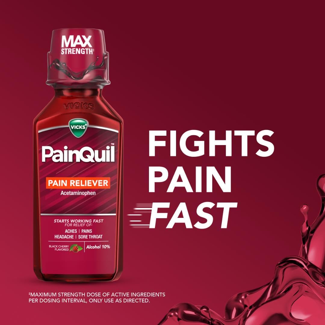 Buy now Vicks PainQuil Pain Relief Acetaminophen 1000mg Max StrengthÆ’?Â­ Adult Pain Reliever Liquid 12oz, Backache Headache Relief, 1 Daytime Pain Reliever at indiglob india