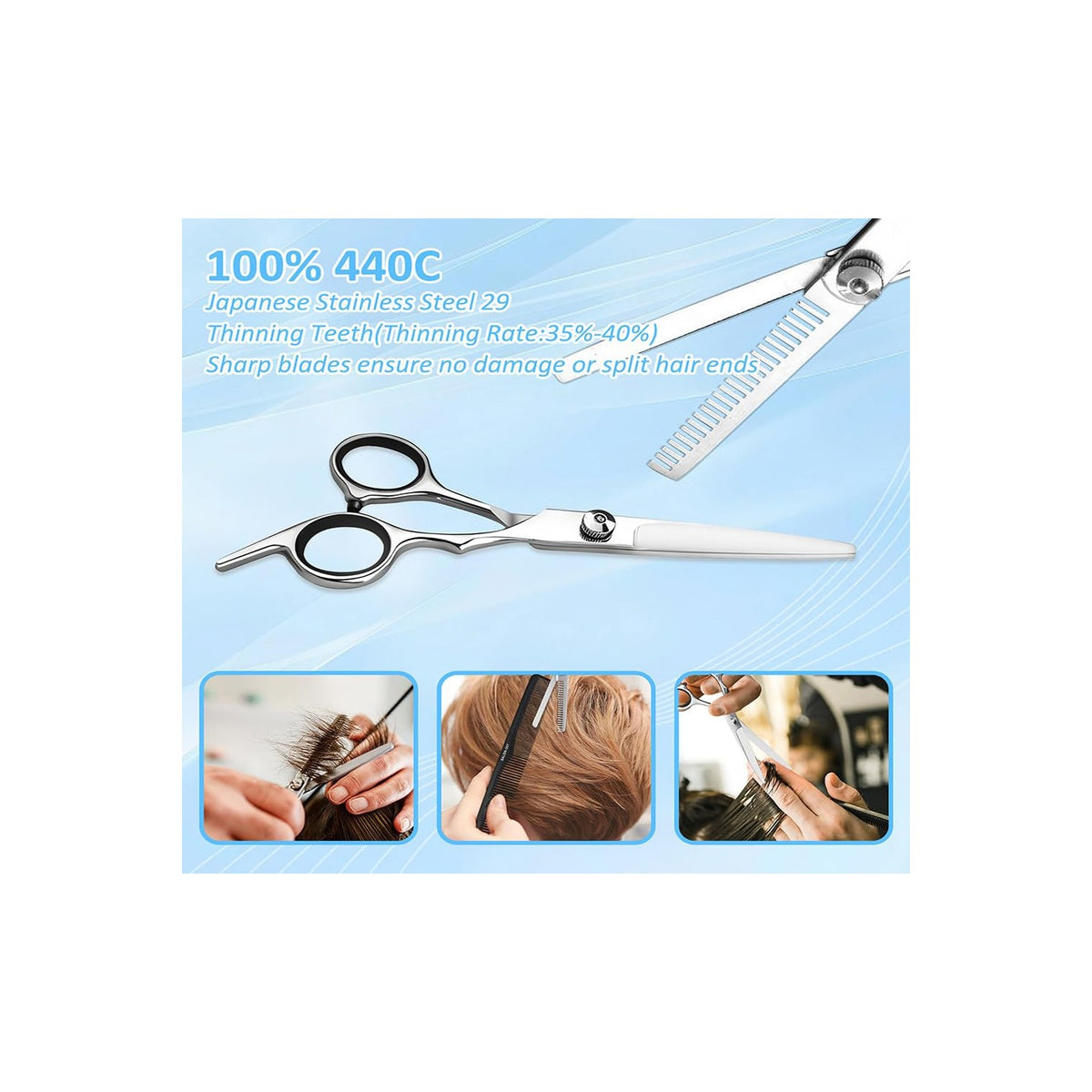 Hair Cutting Scissors, Thinning Shears Kit. Premium Stainless Steel Salon Scissors, Edge Scissor, Razor.for Hairdressing, Salon and Home