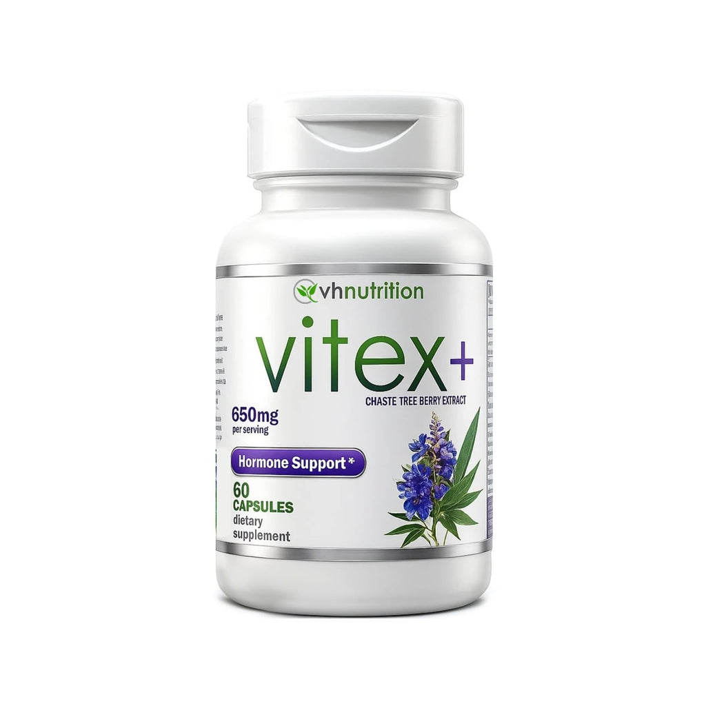 VH Nutrition VITEX+ | Vitex Chasteberry Supplement for Women | Hormonal Balance* and Fertility Support* | 650mg Per Serving of Vitex Berry Extract Powder | 60 Capsules