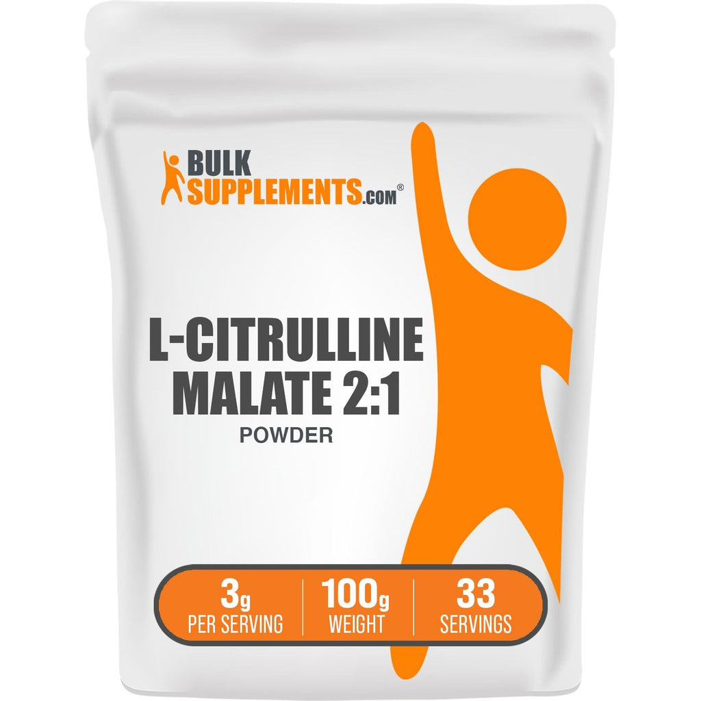 BulkSupplements.com L-Citrulline Malate 2:1 Powder - Nitric Oxide Boost, Citrulline Malate Supplement - Unflavored & Gluten Free - 3g per Servings, 100g (3.5 oz) (Pack of 1)