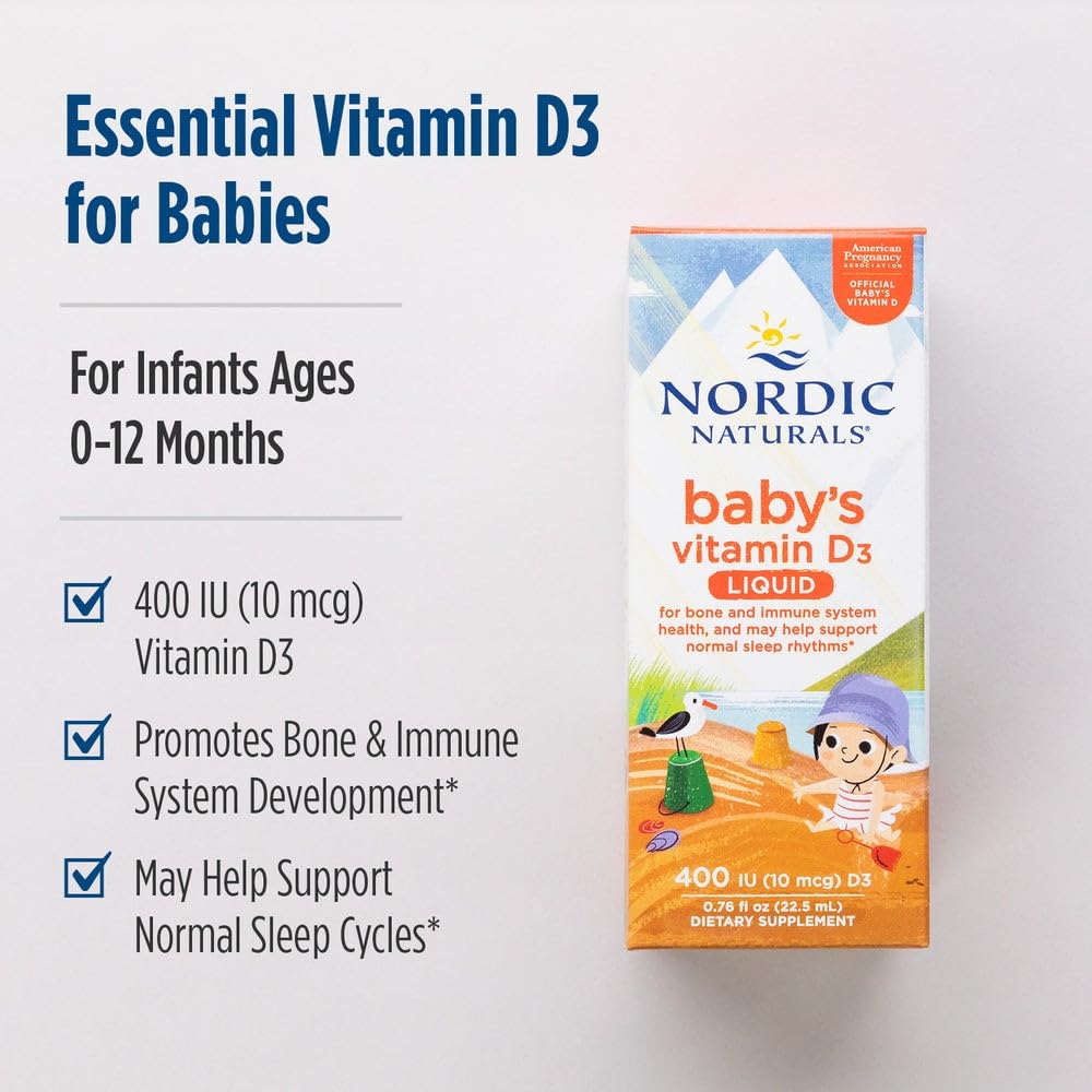 Nordic Naturals Baby Vitamin D Drops, 400 IU D3 for Infants - 0.76 oz