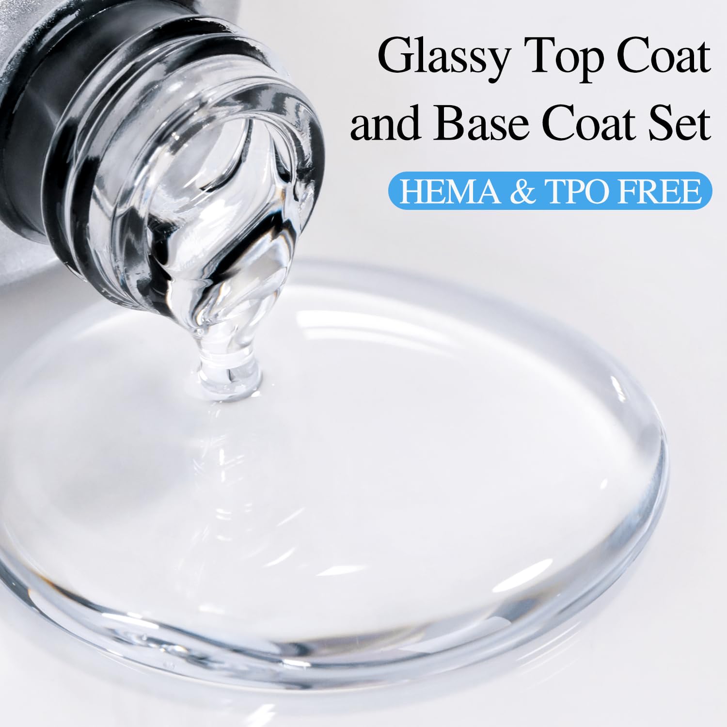 Double Rhythm 0.5Oz No Wipe Clear Gel Top Coat Base Coat Hema and Tpo Free 2 Pcs 15ML Gel Polish Manicure DIY Home Salon (Top Coat Base Coat)