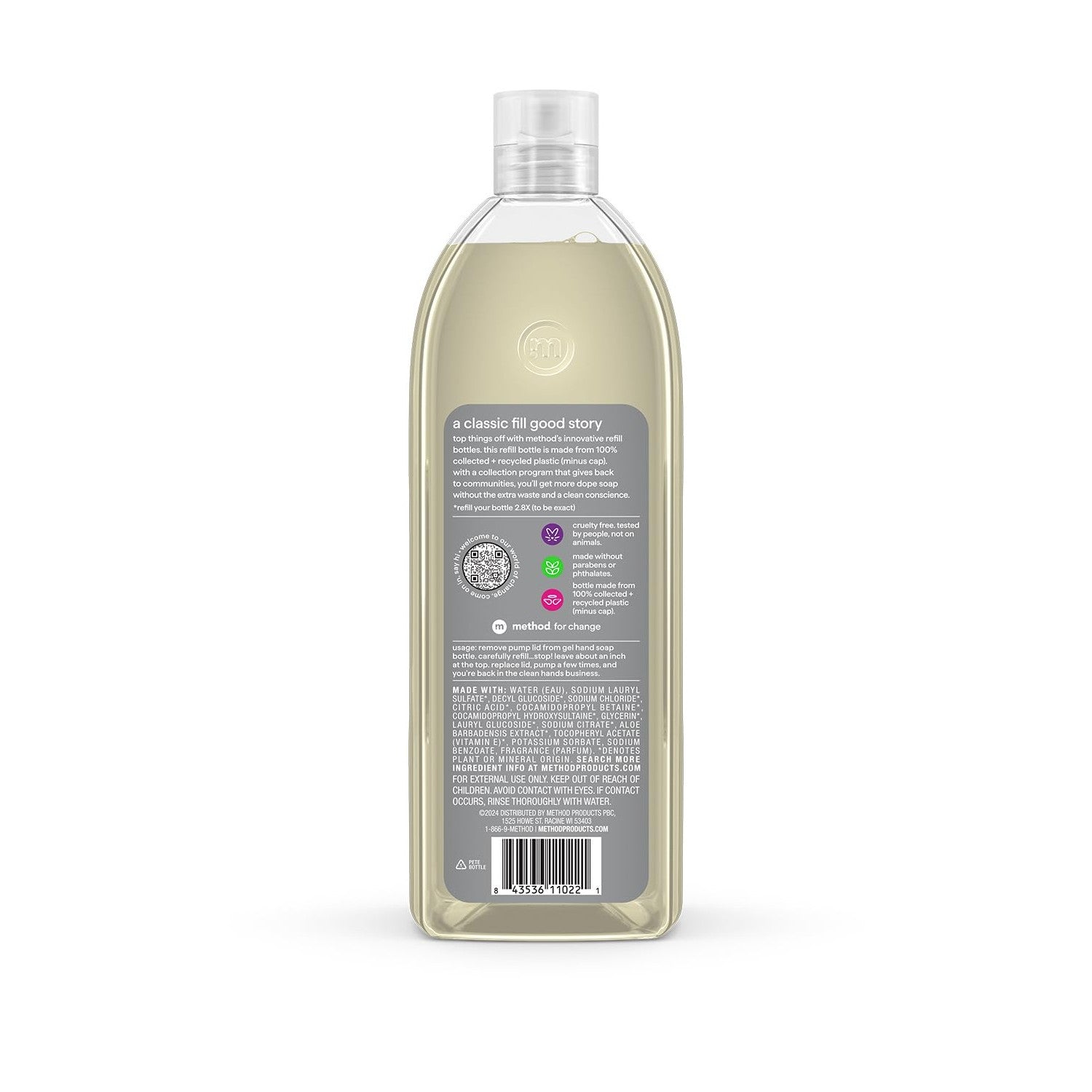 method Gel Hand Soap Refill, Vetiver + Amber, 34 fl oz | Refills Up to 3X, Hydrates & Softens Skin, Designed for Gentle Everyday Cleansing