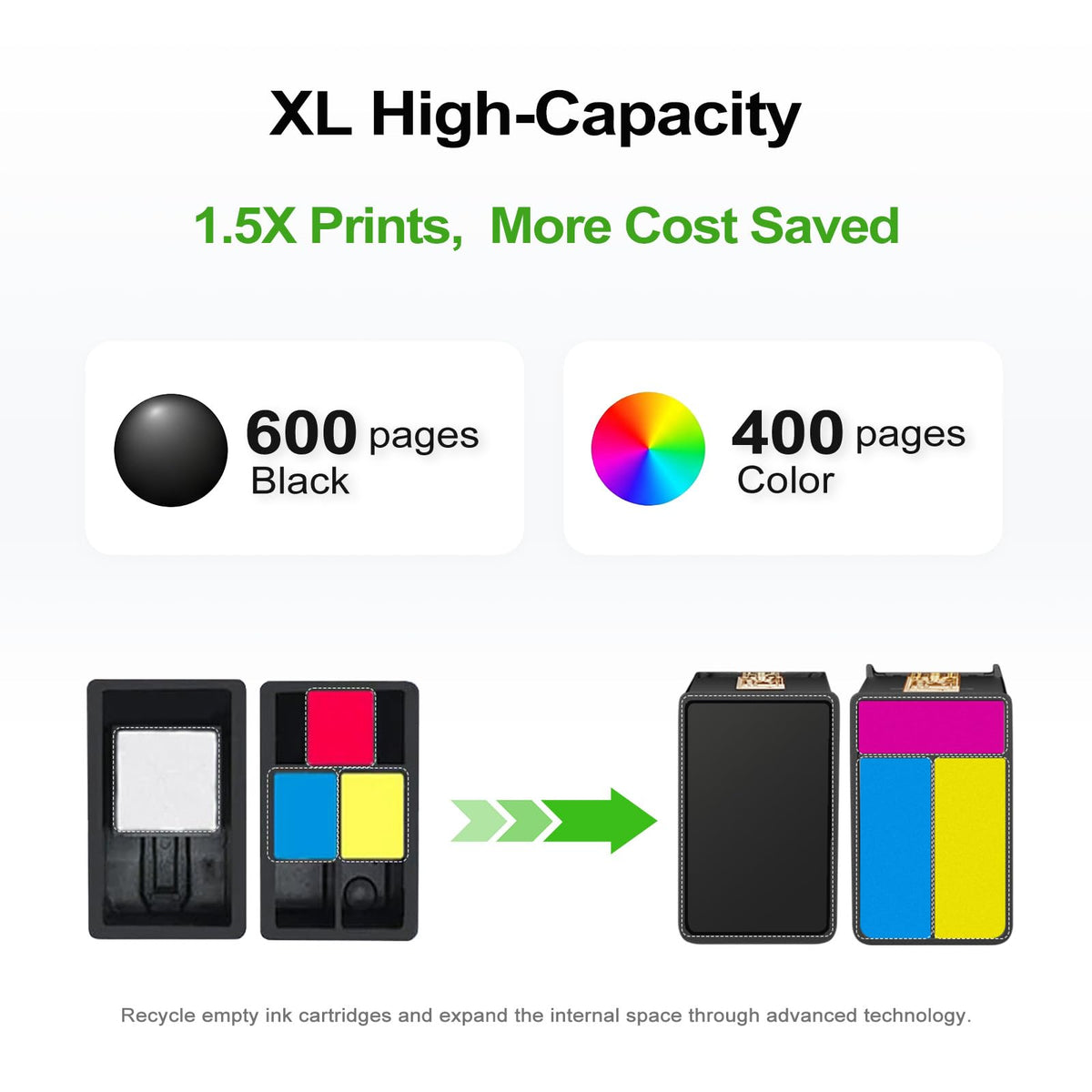 65XL Black Color Ink Cartridge Replacement for HP Ink 65 HP65 XL HP65XL