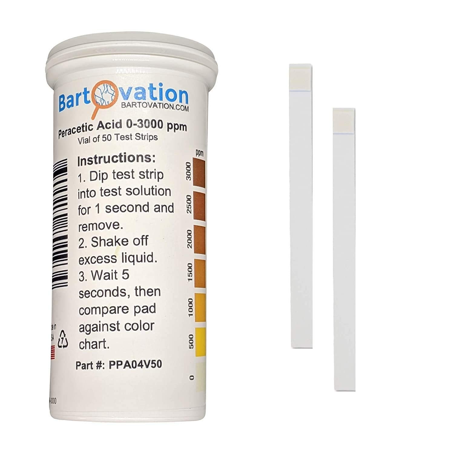 Buy now Peracetic Acid Test Strips, Extra High-Level, 0-3000 ppm [Vial of 50 Strips] Default at indiglob india
