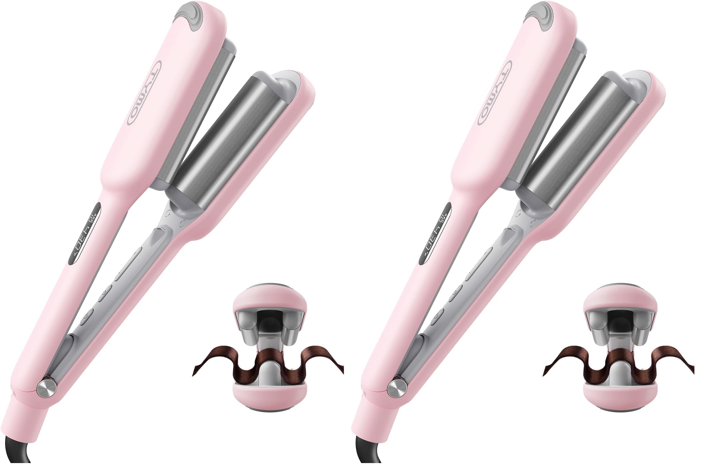 Buy now Curling Iron Hair Crimper Waver - TYMO ROVY Beach Waves Curling Wand, Ionic Deep Waver Hair Curler Tool with Ceramic 3 Barrel for Women, Dual Voltage, Anti-Scald, Easy to Use, Pink, 1.25 Inch at indiglob india