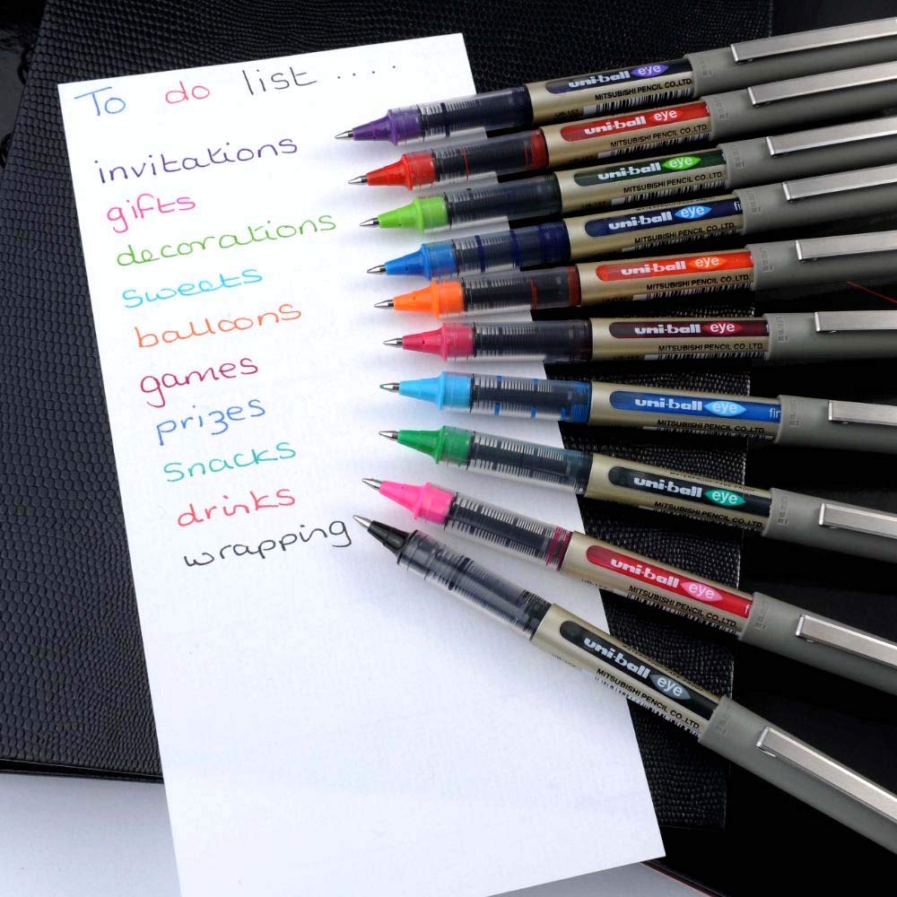 Uni-Ball EYE UB-157 Rollerball Pen 0.7mm Ball [Pack of 10] One of each colour