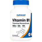 Nutricost Vitamin B1 (Thiamine) 100mg, 120 Capsules, Gluten Free | GMO-Free