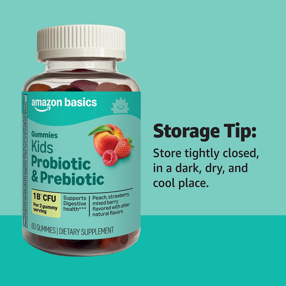 Amazon Basics Kids Kids Probiotic + Prebiotic Gummy, 60 Count