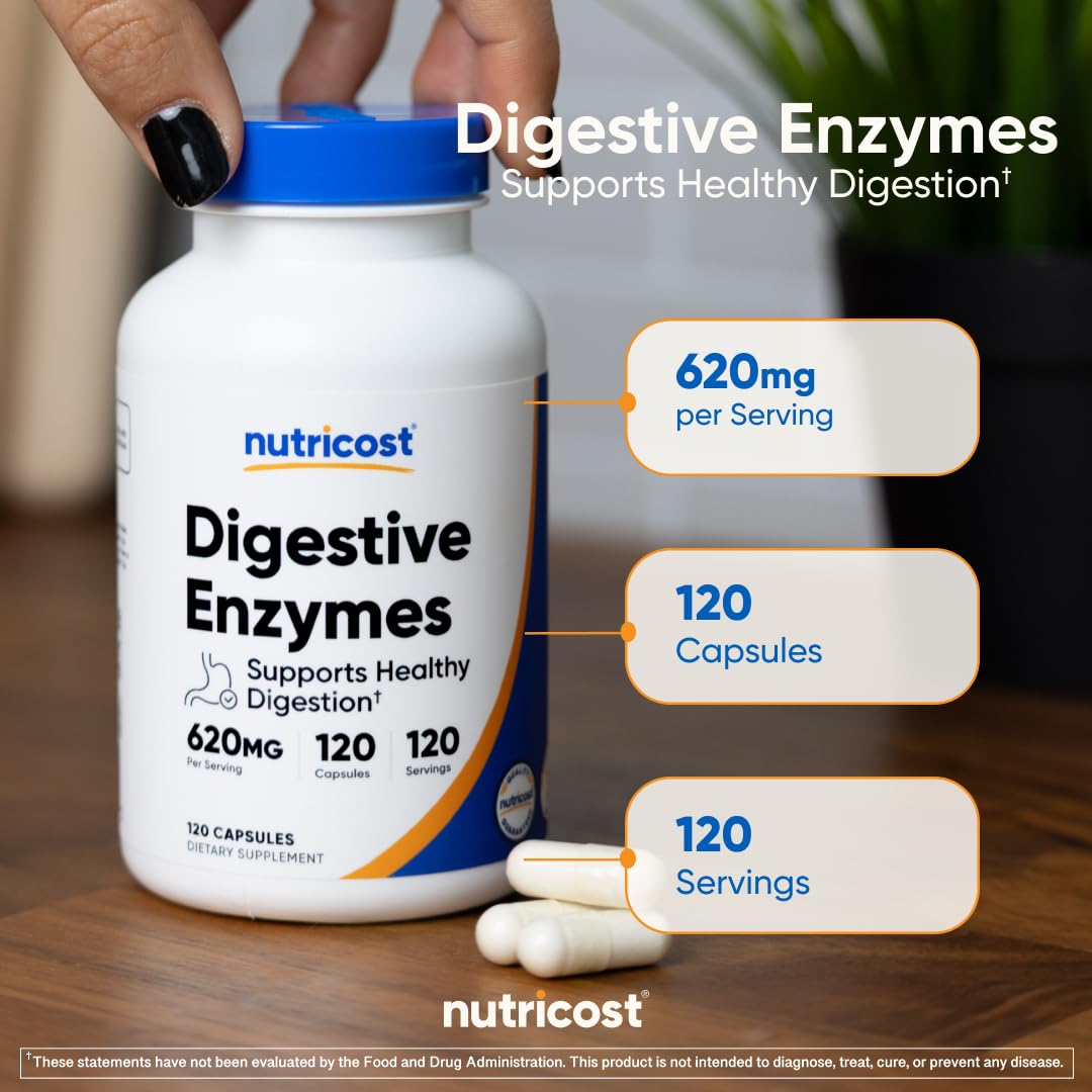 Nutricost Digestive Enzymes (620mg) 120 Capsules | Complete Digestive Enzyme Supplement