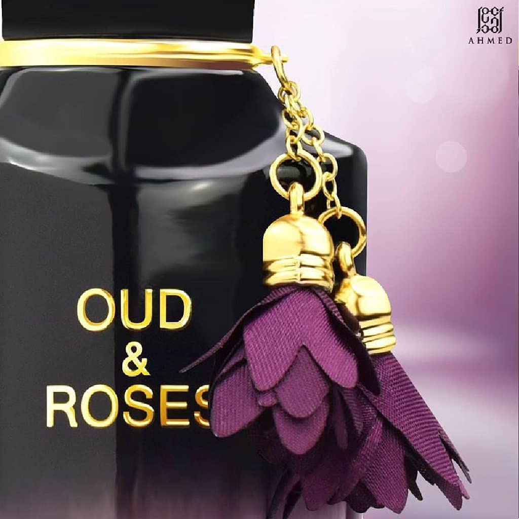 AHMED Oud & Roses 60mL Unisex Oriental Perfume for Men and Women a Woody Floral Oriental Fragrance with Oudh (Frankincense) and Rose Accords