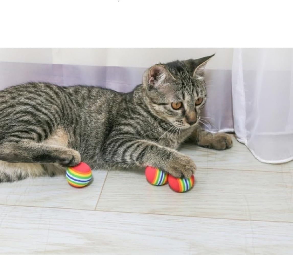 Bepets 12PCS Foam Balls for Cats, Colorful Rainbow Cat Toy Sponge Balls Soft Pet Toy