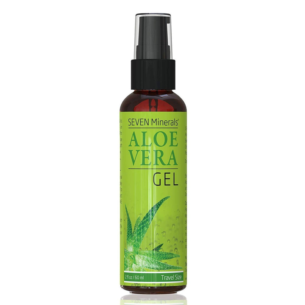 Seven Minerals Aloe Vera Gel with Freshly Cut Pure Organic Aloe - Big 12oz - Texas Grown, HighestQuality, Vegan, Unscented, Non-Sticky - After Sun, Skin & Face Moisturizer, Hair Mask