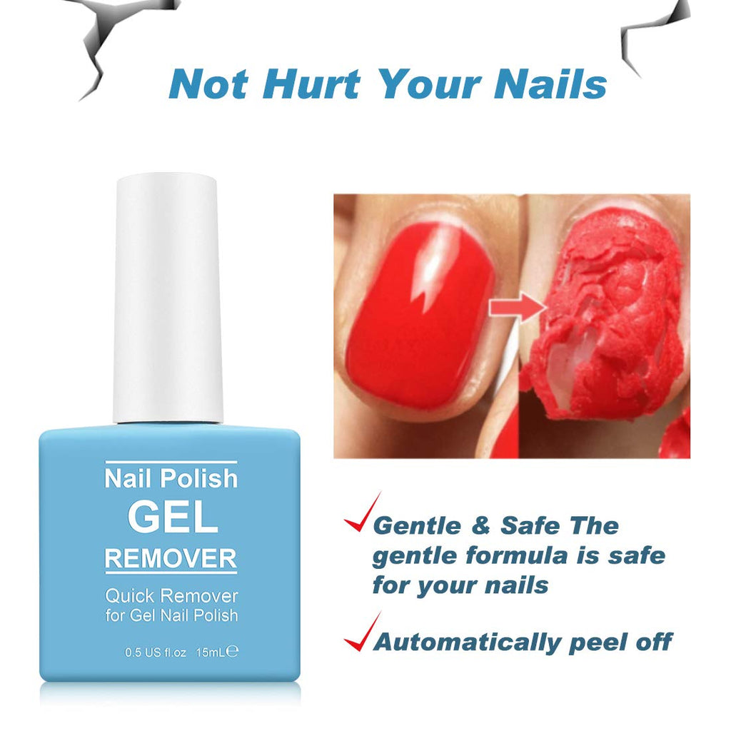 2 Pack Gel Nail Polish Remover, Gel Polish Remover for Nails, Easily Magic Soak-Off Gel Polish in 2-5 Minutes - Safe, No Need For Foil, Soaking Or Wrapping ( with 1 Cuticle Pusher and Nail Scraper)