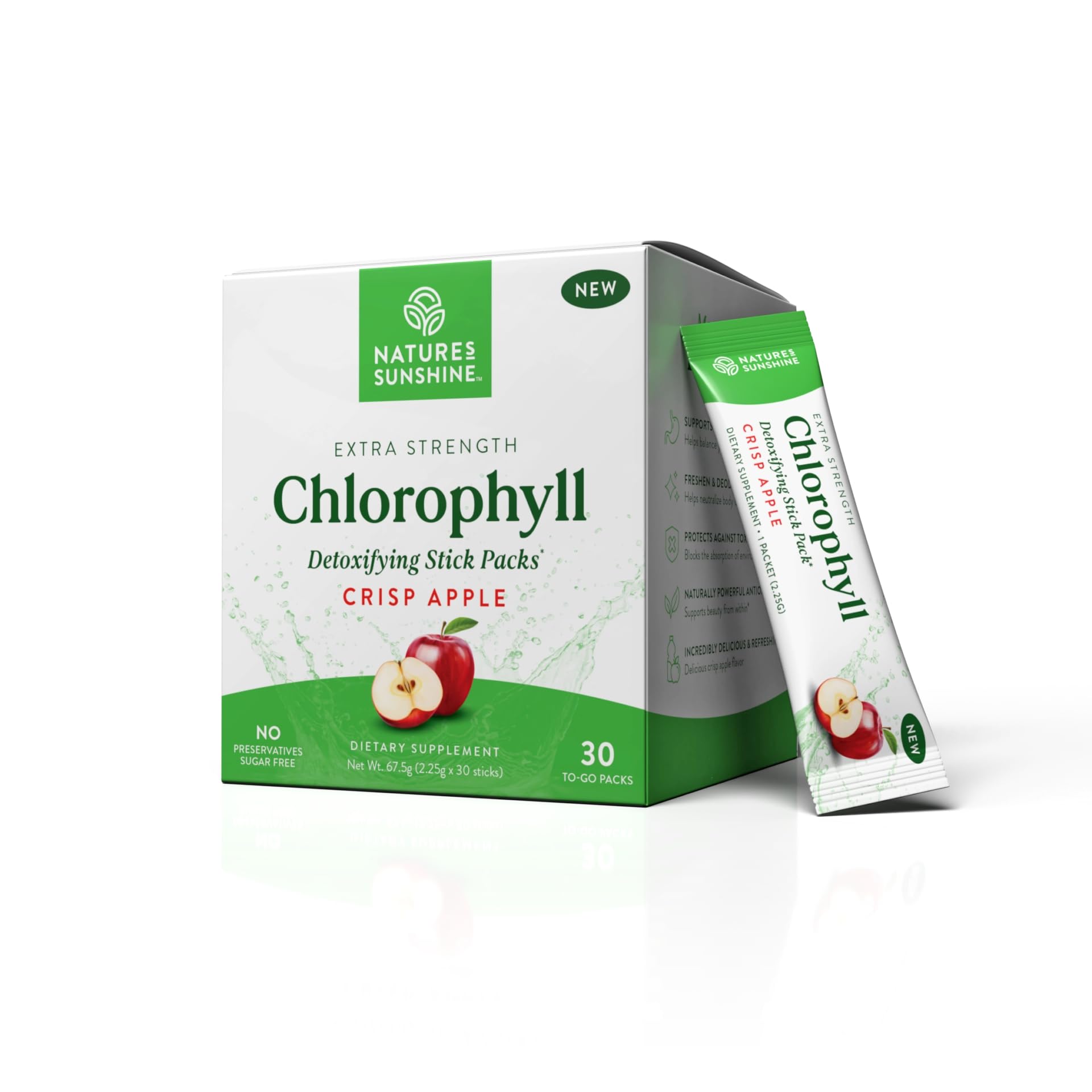 Nature's Sunshine Chlorophyll Stick Packs: Supercharge Your Detox and Boost Gut Health in Convenient, Delicious Stick Packs (Lime Twist)