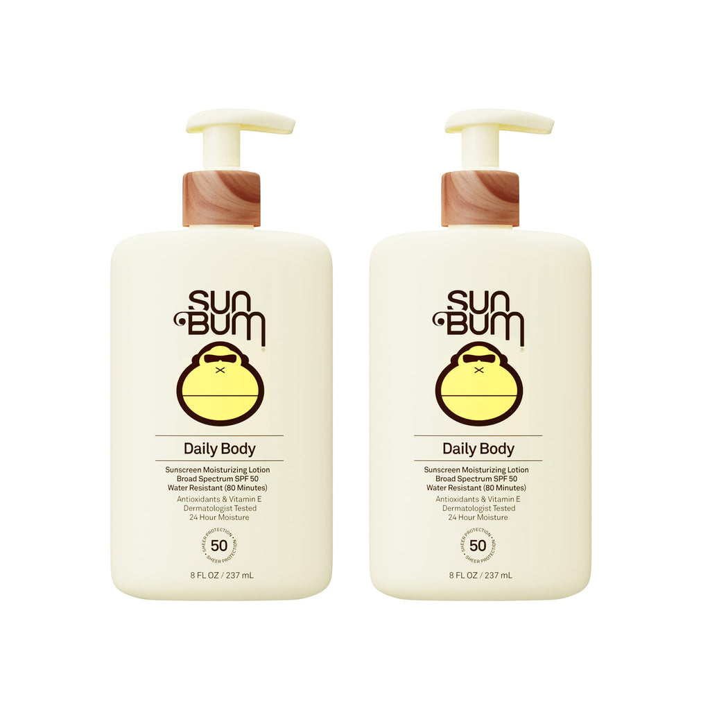 Sun Bum Daily SPF 50 Sunscreen Body Lotion - Broad Spectrum Moisturizing Sunscreen with Vitamin E - Vegan and Hawaii 104 Act Compliant (Without Octinoxate & Oxybenzone) - 8 oz (Pack of 2)