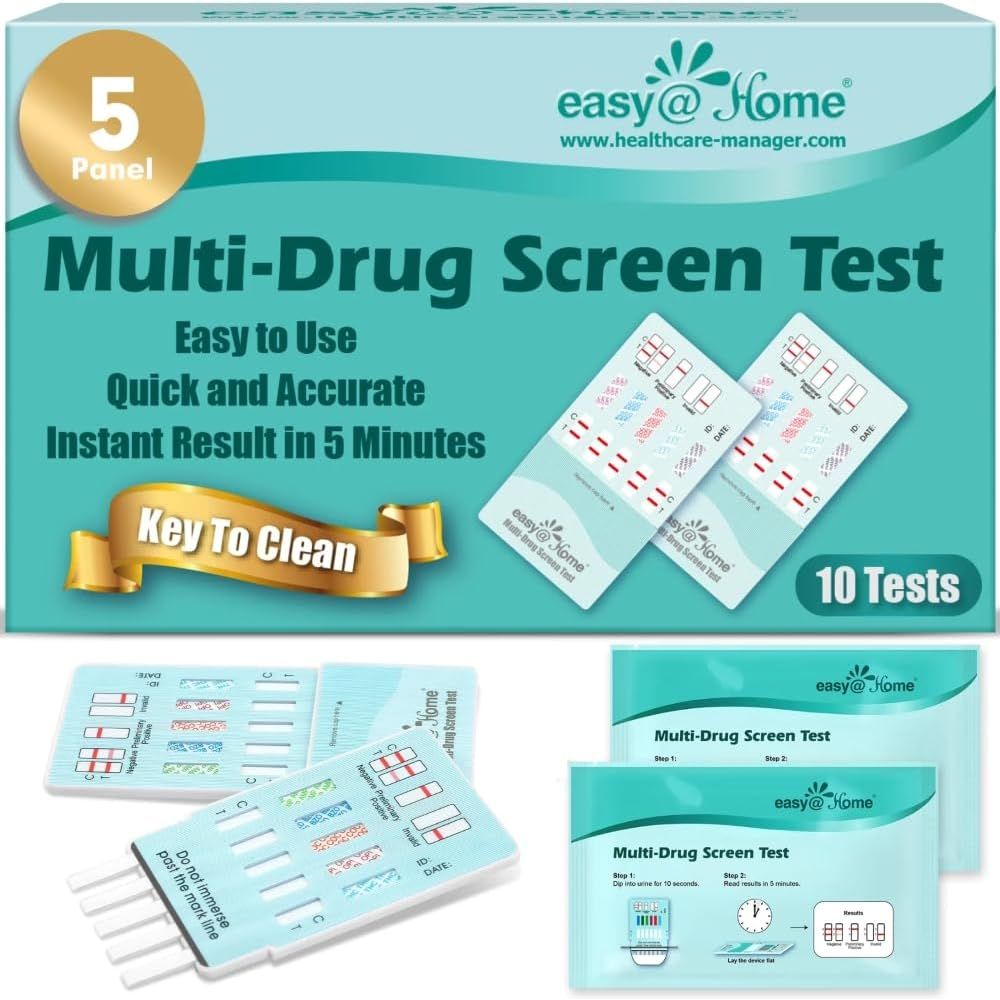 Buy now Easy@Home 5 Panel Urine Drug Test Kit [5 Pack] - THC/Marijuana, Cocaine, OPI/Opiates, AMP, BZO All Drugs Testing Strips in One Kit - at Home Use Screening Test with Results in 5 Mins #EDOAP-754 10 Count (Pack of 1) at indiglob india