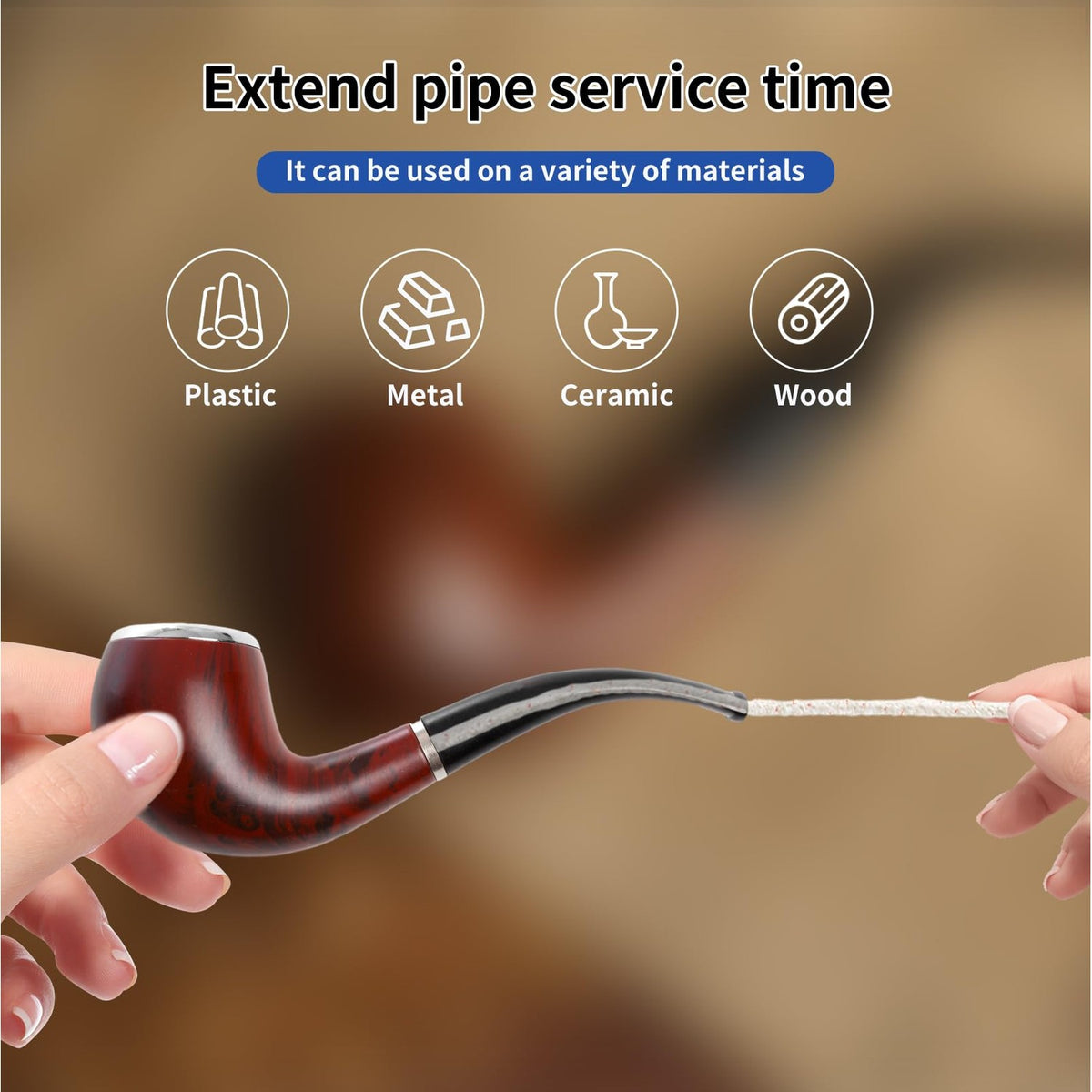 Phinus 300 Pack Pipe Cleaners Pipe, 6-Inch Pipe Cleaners Bulk, Cotton and Plastic Pipe Cleaner, Pipecleaners for Removing Tar & Resin, Pipe Cleaners for Plastic Metal Ceramic Wood Pipe, cream