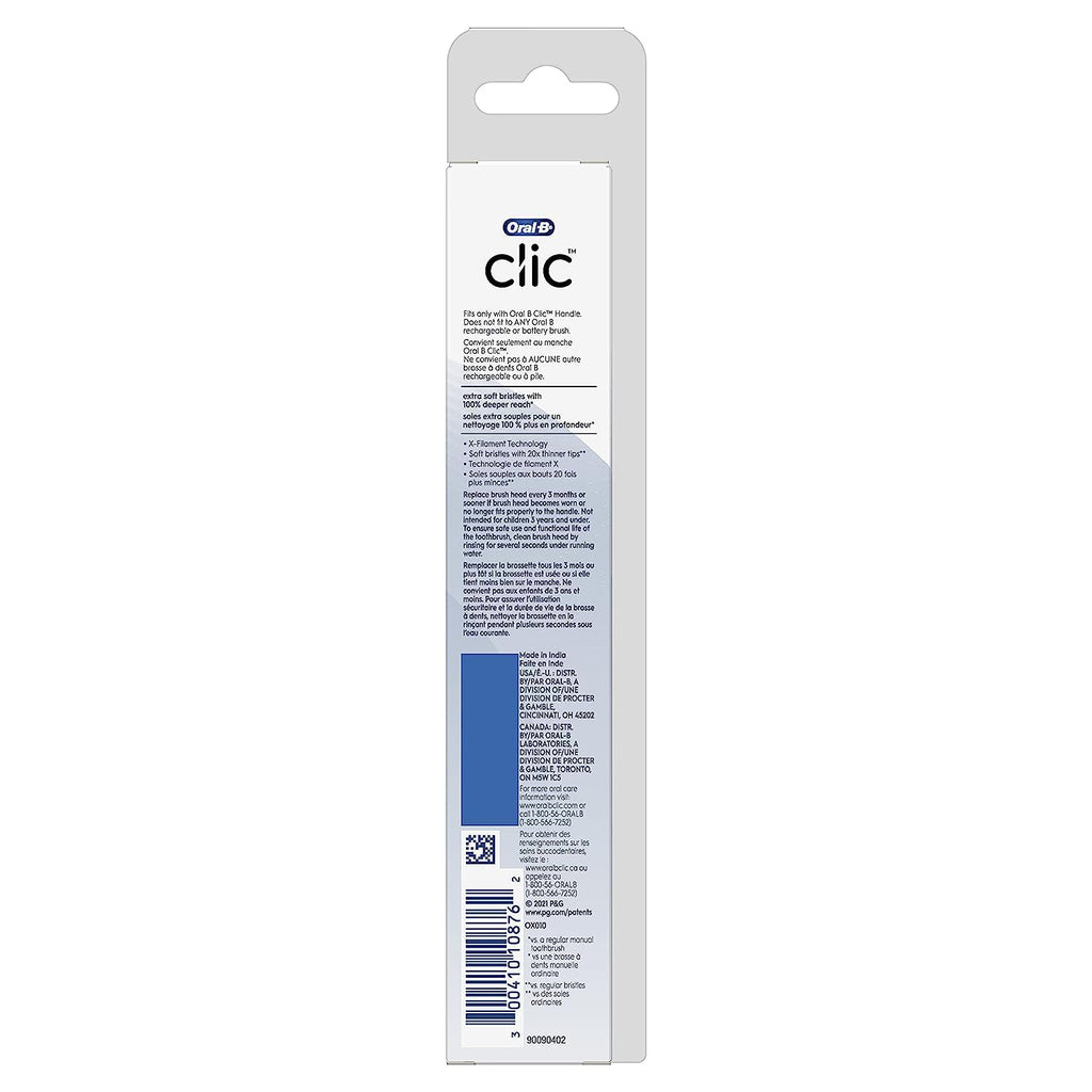 Buy now Oral-B Clic Toothbrush Sensitive Clean Replacement Brush Heads, White, 2 Count (Pack of 3) at indiglob india