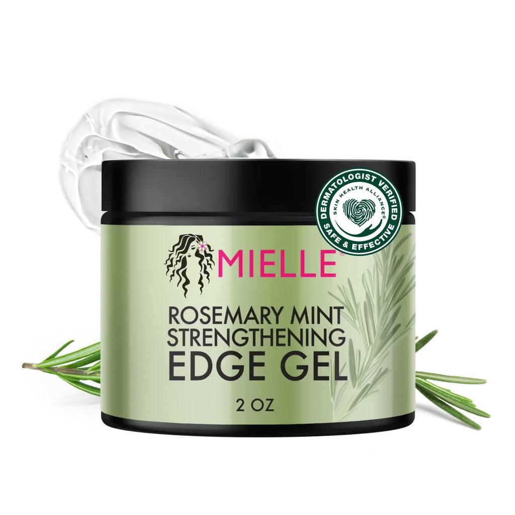 Mielle Organics Rosemary & Mint Edge Control Gel - Strong Hold Hair & Edge Gel for Women & Men - Infused with Biotin, Coconut & Babassu Oil to Encourage Longer, Healthier Hair (2 Fl Oz) (Pack of 2)