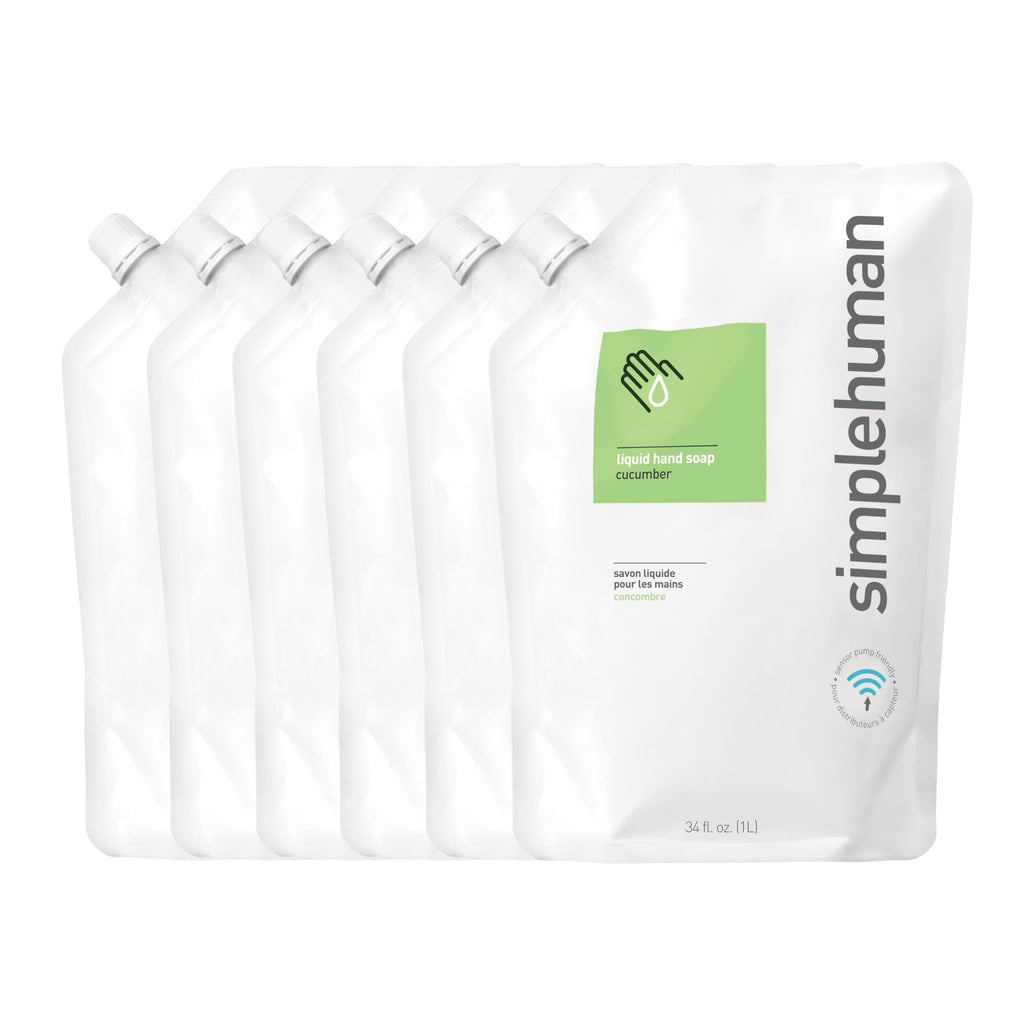 Buy now simplehuman Fragrance Free Moisturizing Liquid Hand Soap Refill Pouch, 34 Fl. Oz, Pack of 6 at indiglob india