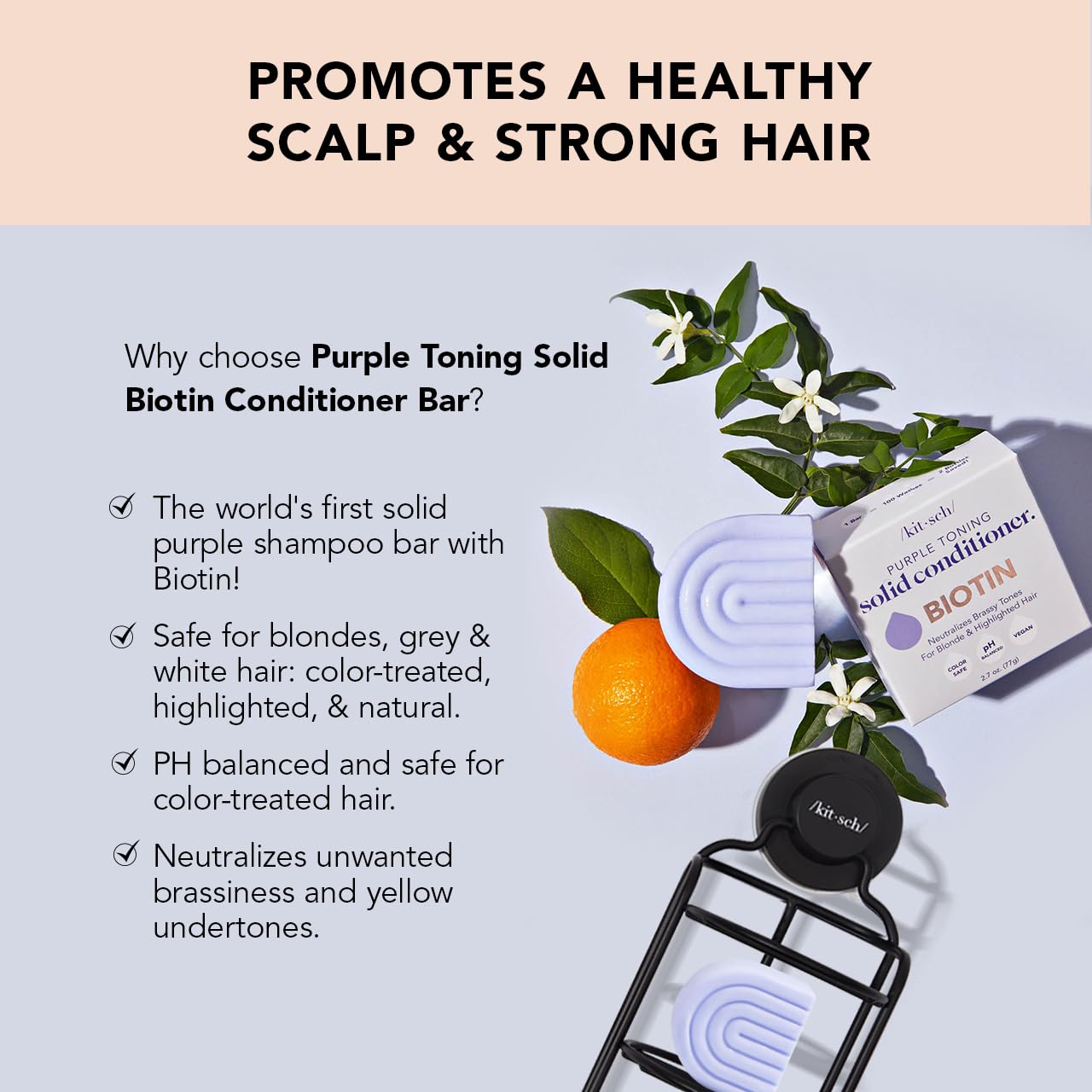 Buy now Kitsch Toning Purple Conditioner For Blondes & Color Treated Hair - Conditioner Bar For Women & Men - With Biotin for Strengthening & Neutralizing Brassy Tones - Vegan, Silicone & Sulfate Free - 2.7oz at indiglob india