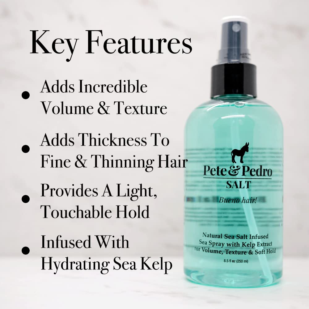 Pete & Pedro Natural Sea Salt Spray For Hair Adds Volume & Texture, 8.5 oz | Sea Salt Spray For Men & Women Adds Instant Volume, Texture, Thickness, Beach Waves, Light Hold, And Fuller Looking Hair