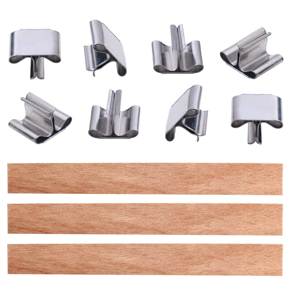 100 Pcs Wood Candle Wicks for Candle Making-50 Wicks & 50 Wick Holders