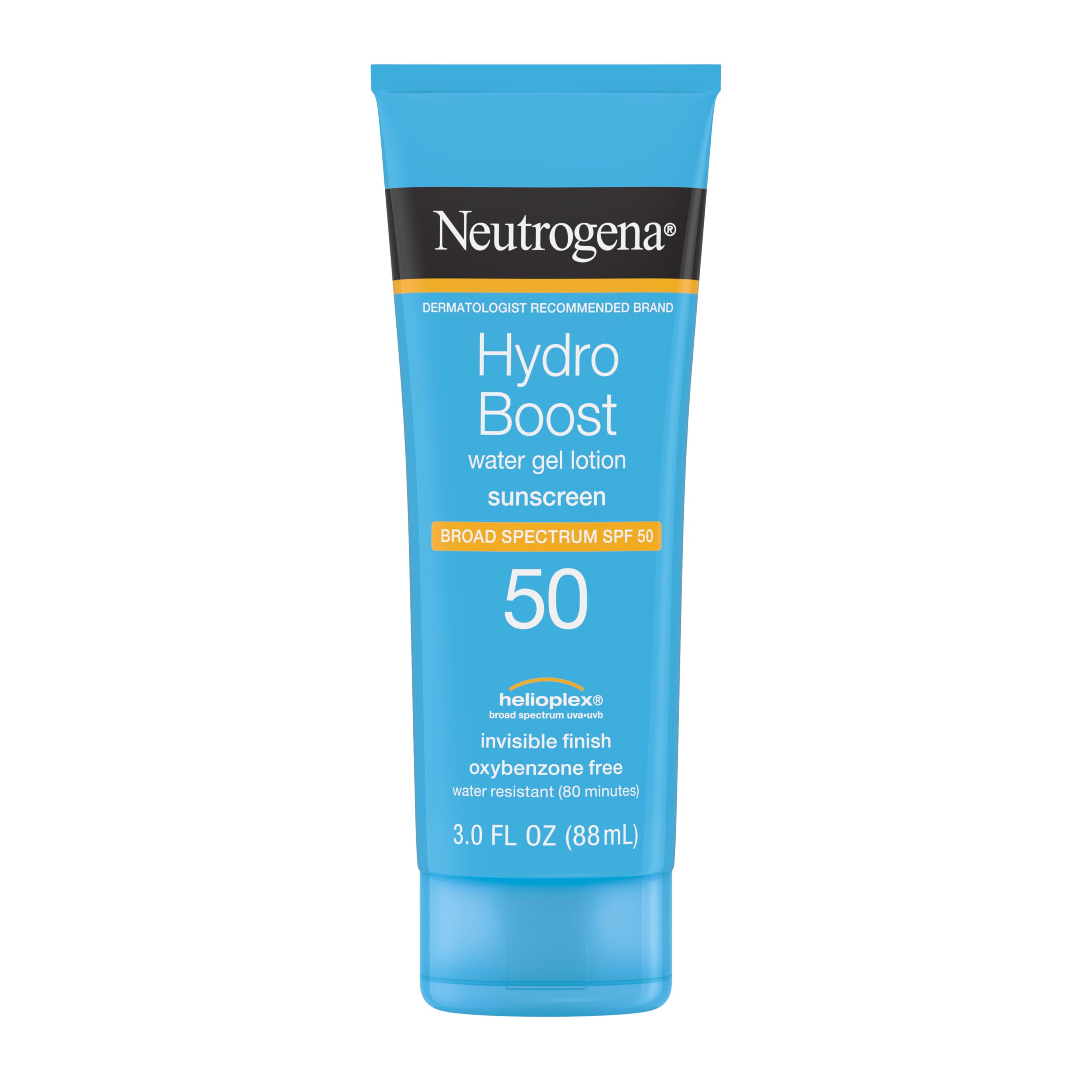 Neutrogena Hydro Boost Water Gel Sunscreen SPF 50, 3 fl oz | Face & Body Sunscreen Lotion, Hydrating, Water-Resistant, Non-Greasy, Broad Spectrum, Lightweight Moisturizer