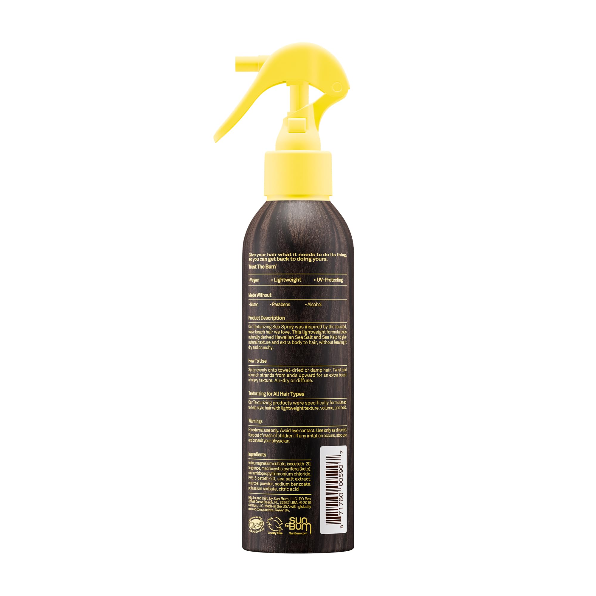 Sun Bum Sea Spray Texturizing & Volumizing Sea Salt Hair Spray - 6 oz | UV Protecting, Matte Finish, Medium Hold, For All Hair Types