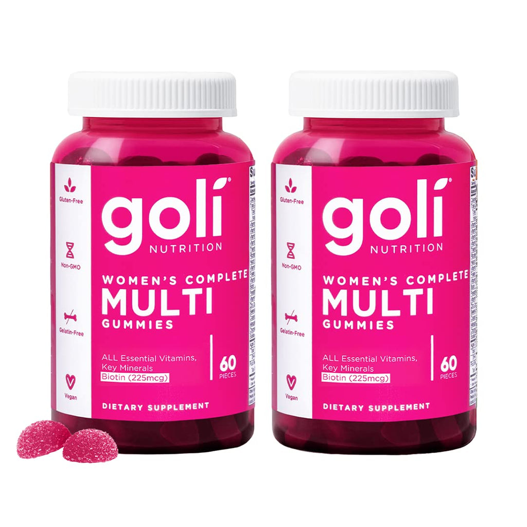 Goli Women's Multi Gummies - Complete Daily Multivitamin with All 13 Essential Vitamins, Biotin, Zinc - Supports Hair, Skin, Nails, Immune System - Vegan, Non-GMO, Gluten-Free - 60 Count (2 Pack)