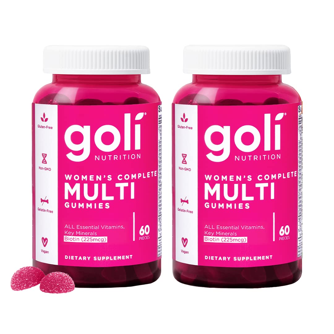 Goli Women's Multi Gummies - Complete Daily Multivitamin with All 13 Essential Vitamins, Biotin, Zinc - Supports Hair, Skin, Nails, Immune System - Vegan, Non-GMO, Gluten-Free - 60 Count (2 Pack)