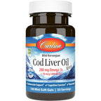Buy now Carlson - Cod Liver Oil Minis, 280 mg Omega-3s + Vitamins A & D3, Heart Support & Cognitive Function, Vision Health, 100 Mini Softgels at indiglob india