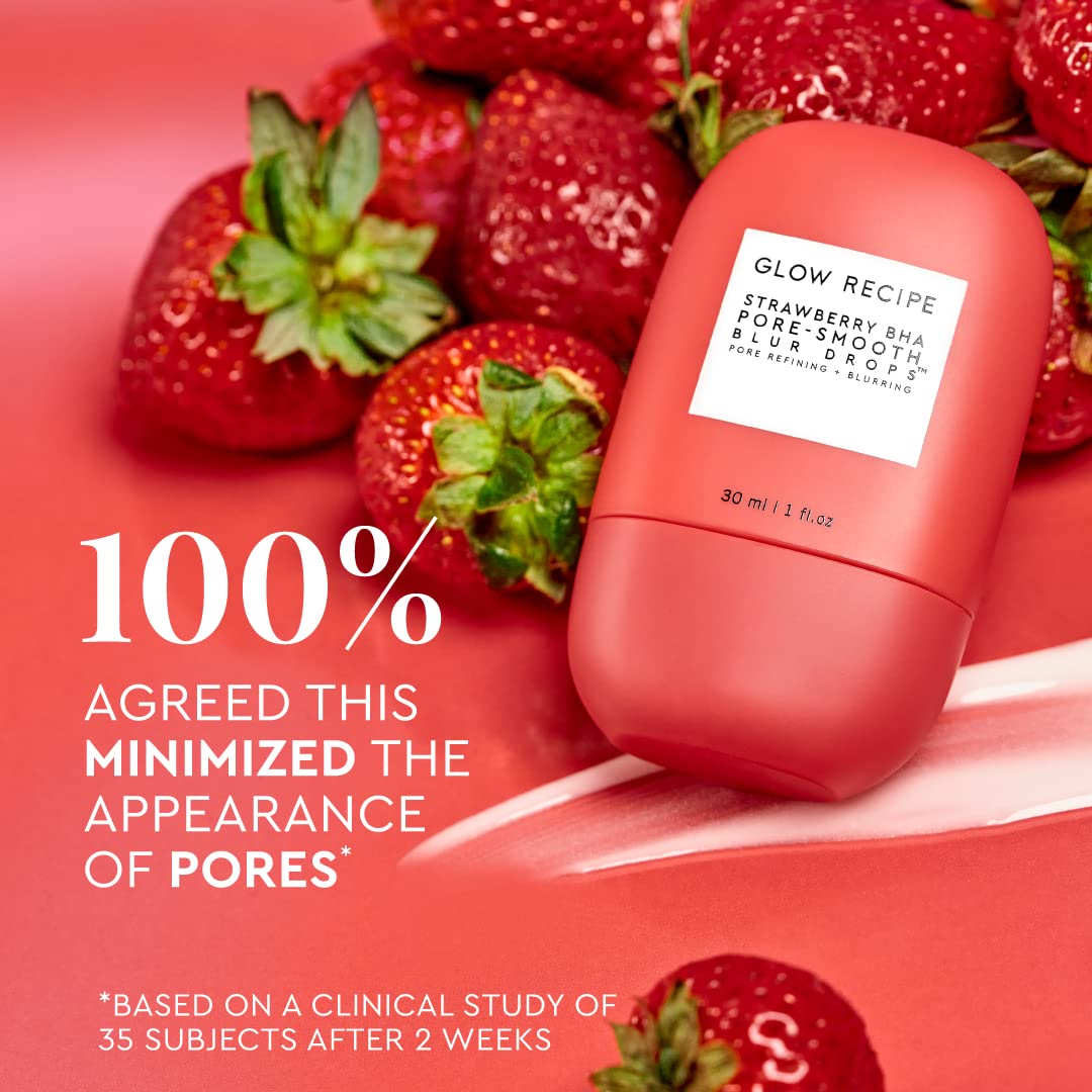 Buy now Glow Recipe Strawberry BHA Serum + Poreless Face Primer for Makeup - Silicone-Free Blurring Matte Primer to Reduce Shine & Prolong Wear - Hybrid Korean Skin Care for Oil Control & Smooth Texture, 30ml at indiglob india