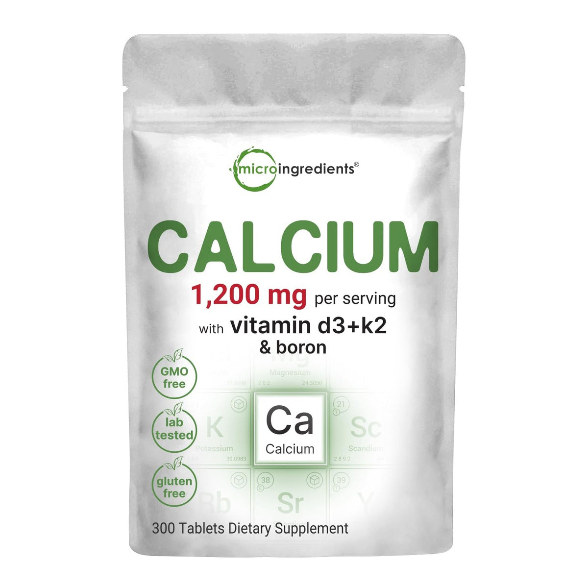 Calcium 1,200mg with Vitamin D3 & K2, 300 Tablets | Calcium Supplements for Women & Men | Mineral Complex Support Bone, Teeth, Colon & Cardiovascular Health | Non-GMO, Gluten-Free